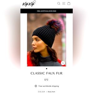 New (Customer return) . . .  Kyi Kyi Classic Faux Fur Beanie  |  Black / Multi